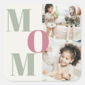 Aangepaste Moederdag-fotocollage | MOM Letters - Vierkante Sticker (Voorkant)