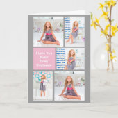 Aangepaste Moederdag fotocollage roze/groen/grijs Kaart (Gele Bloem)