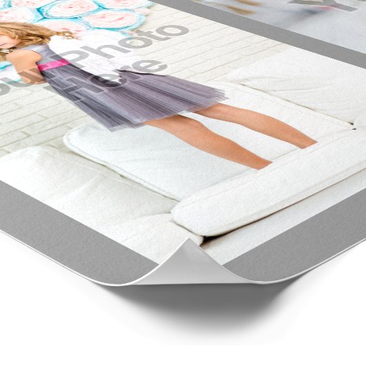 Aangepaste Moederdag fotocollage roze/groen/grijs Poster (Hoek)