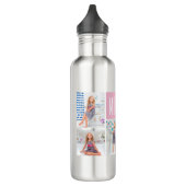 Aangepaste Moederdag fotocollage roze/groen/grijs Waterfles (Links)