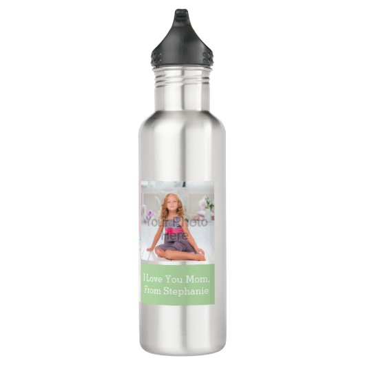 Aangepaste Moederdag fotocollage roze/groen/grijs Waterfles (Rechts)