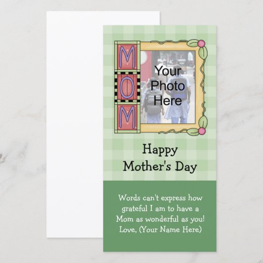 Aangepaste Moederdag fotokaarten (Voorkant / Achterkant)