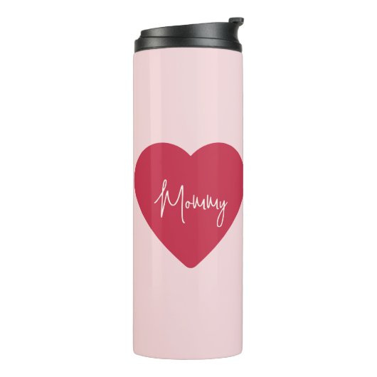 Aangepaste Moederdag Gift - Zacht Roze & Rood Hart Thermosbeker (Gedraaid links)