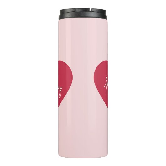 Aangepaste Moederdag Gift - Zacht Roze & Rood Hart Thermosbeker (Achterkant)