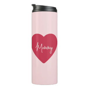 Aangepaste Moederdag Gift - Zacht Roze & Rood Hart Thermosbeker