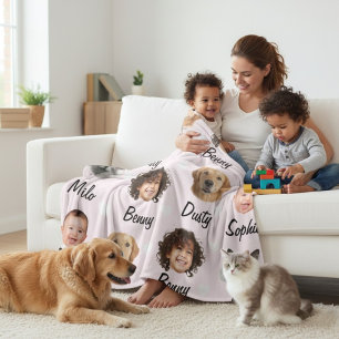 Aangepaste Moederdag Grappige Gezichten Kinderen H Fleece Deken