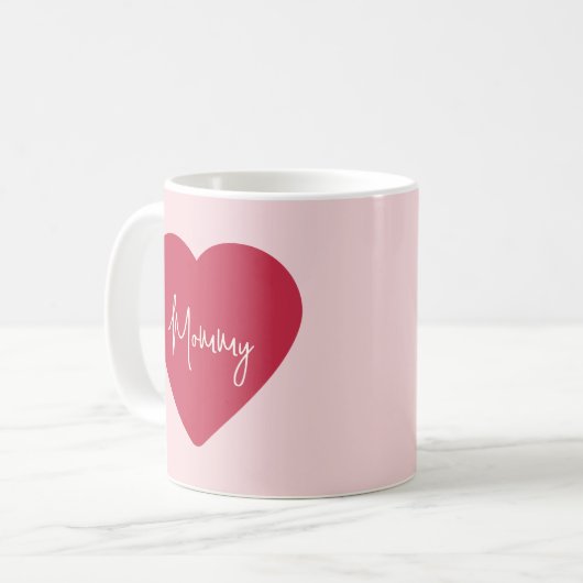 Aangepaste Moederdag Mok - Zacht Roze & Rood Hart (Voorkant links)
