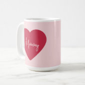 Aangepaste Moederdag Mok - Zacht Roze & Rood Hart (Voorkant links)