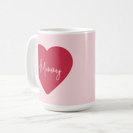 Aangepaste Moederdag Mok - Zacht Roze & Rood Hart (Voorkant links)