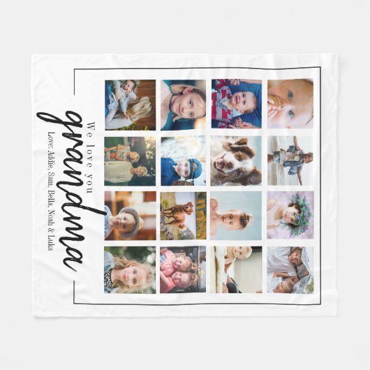 aangepaste moederdag oma 16 fotocollage fleece deken (Voorkant (Horizontaal))