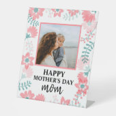 Aangepaste Moederdag roodbloem Reclamebord Met Voetstuk (Voorkant)