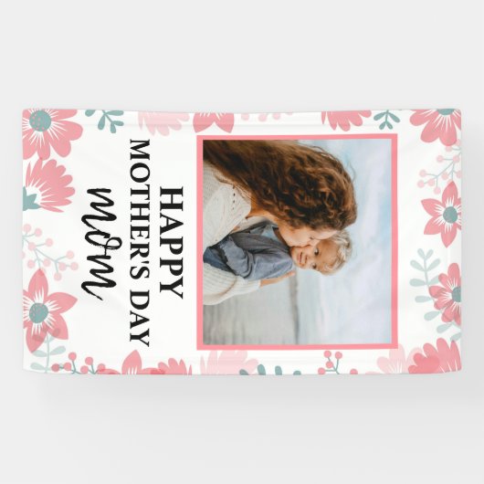 Aangepaste Moederdag roodbloem Spandoek (Horizontaal)