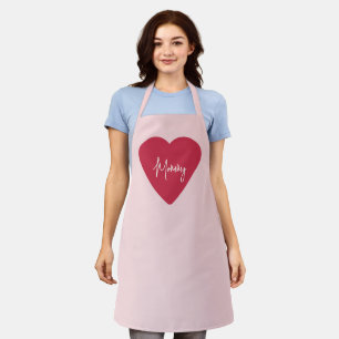 Aangepaste Moederdag - Soft Pink & Red Heart Gift  Schort