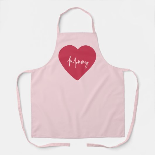 Aangepaste Moederdag - Soft Pink & Red Heart Gift  Schort (Voorkant)