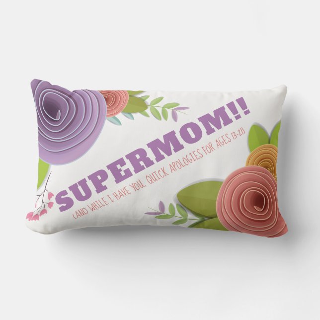 Aangepaste Moederdag SuperMam Floral Pillow Kussen (Voorkant)