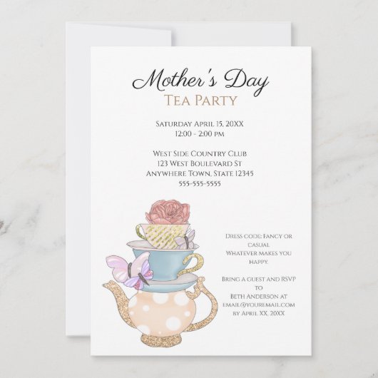Aangepaste Moederdag-theepartij Kaart (Voorkant)