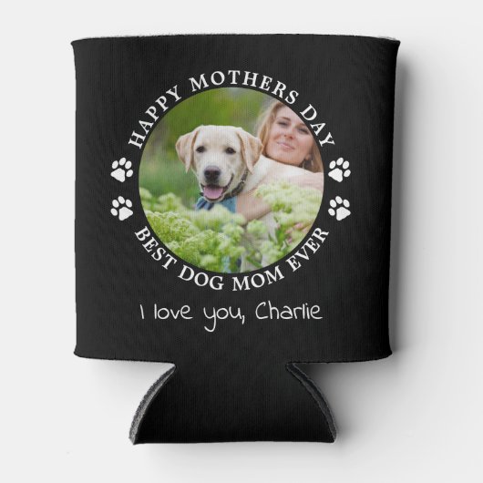 Aangepaste Moederdag van Cute Pet-foto Dog mama Blikjeskoeler (Voorkant)