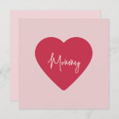 Aangepaste Moederdag - Zacht Roze & Rode Hart | Feestdagenkaart (Voorkant / Achterkant)