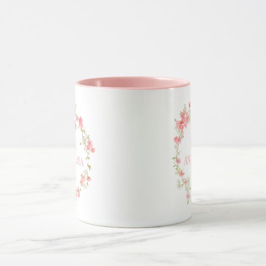 Aangepaste Mok docent | Koffiebeker Roze Floral (Midden)
