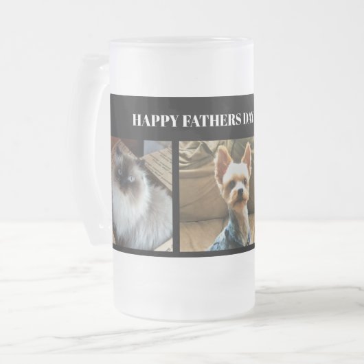 Aangepaste Mok drie foontjes Happy Fathers Day (Voorkant links)