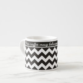 Aangepaste Mok Espresso, zwarte en witte Chevrons