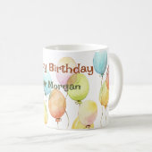 Aangepaste Mok Happy Birthday Leuke Waterverf Ball (Voorkant rechts)