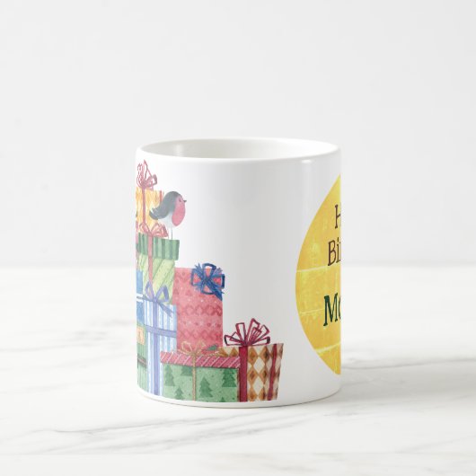 Aangepaste Mok Happy Birthday Waterverf geschenken (Center)