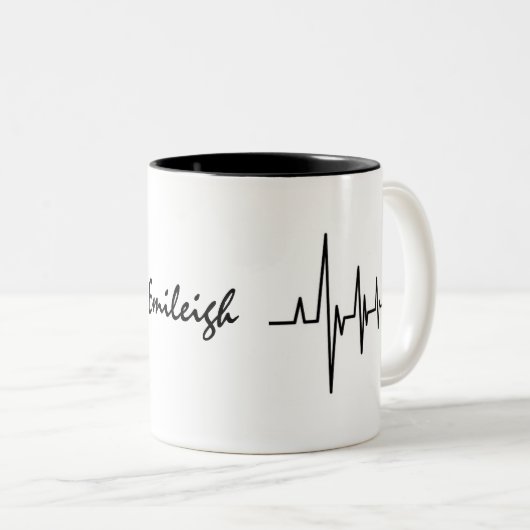Aangepaste Mok hartslag koffie (Voorkant rechts)