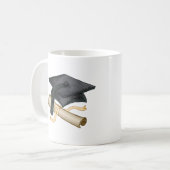 Aangepaste mok met afstudeerhoed en diploma  (Voorkant links)