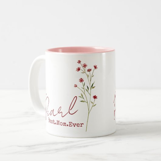 Aangepaste Mok met mama's naam-beste mama ooit (Voorkant links)