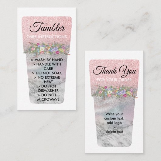 Aangepaste Mok met vinylbedrukte tumbler-instructi Visitekaartje (Voorkant / Achterkant)