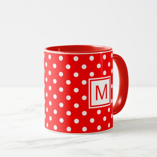 Aangepaste Mok met witte pokadots Kunst op helder (Voorkant rechts)