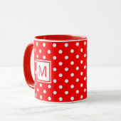 Aangepaste Mok met witte pokadots Kunst op helder  (Voorkant links)