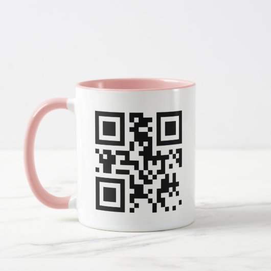 Aangepaste Mok QR-code met roze handgreep (Links)