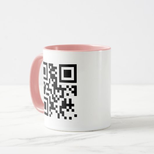 Aangepaste Mok QR-code met roze handgreep (Voorkant links)