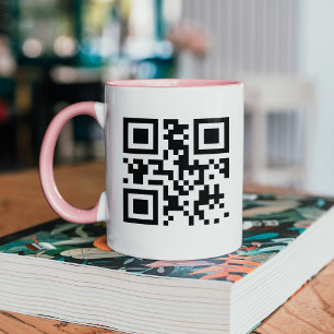 Aangepaste Mok QR-code met roze handgreep