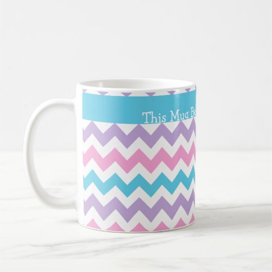 Aangepaste Mok, Turquoise, Roze, Mauve Chevrons Koffiemok (Links)