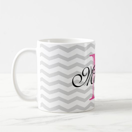 Aangepaste mok van het grijze monogram (Links)