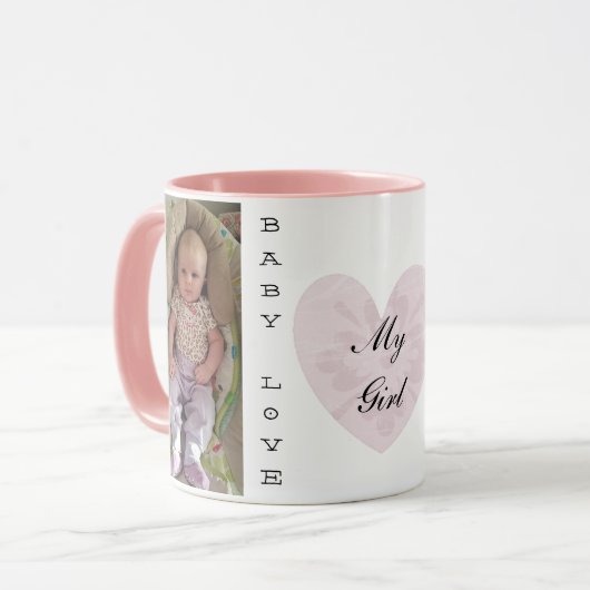 Aangepaste Mok van het handvat van de Foto Roze ha (Voorkant links)