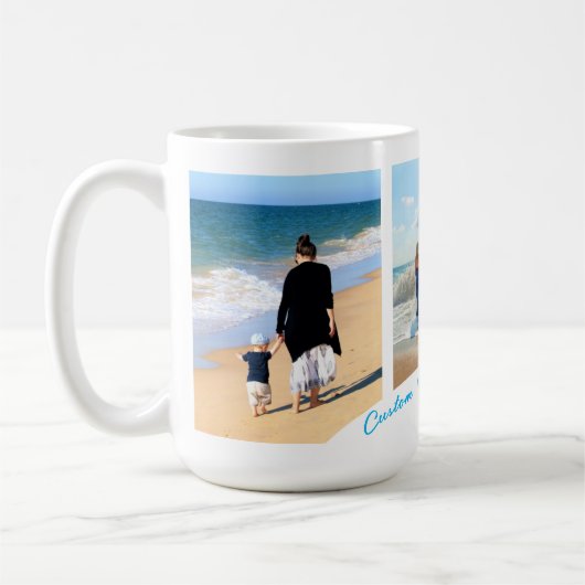 Aangepaste Mok voor fotocollage met tekstnaam (Links)