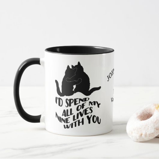 Aangepaste Mok voor kattenkeukens voor Valentijn (Met donut)