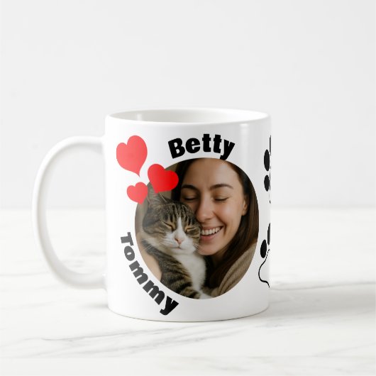 Aangepaste mok voor kattenliefhebbers met 2 foto's (Links)