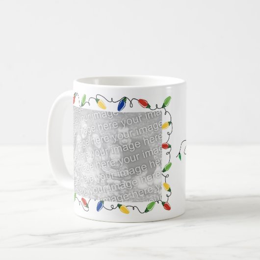 Aangepaste Mok voor kerstverlichting met foto's (Voorkant links)