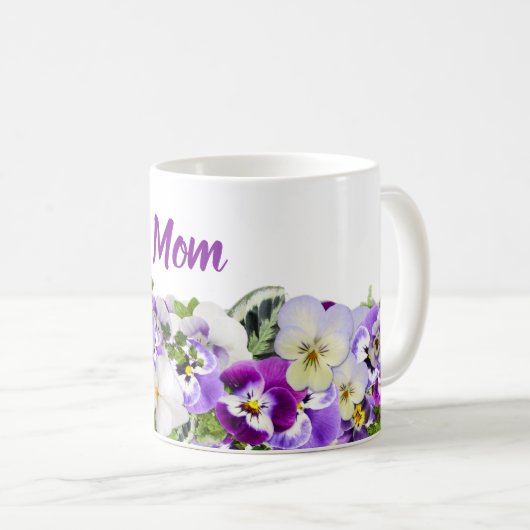 Aangepaste Mok voor mama met paarse bloemen (Voorkant rechts)