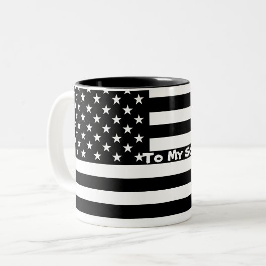 Aangepaste Mok Voor mijn soldaat zwart wit patriot (Voorkant links)