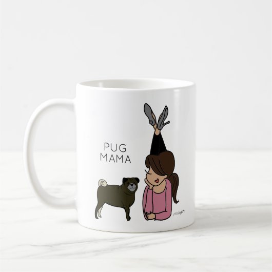 Aangepaste Mok voor Pug Mama Coffee (Links)