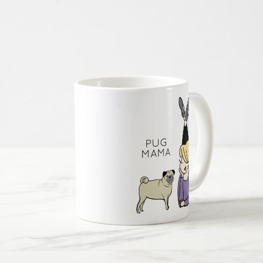 Aangepaste Mok voor Pug Mama Coffee (Voorkant rechts)
