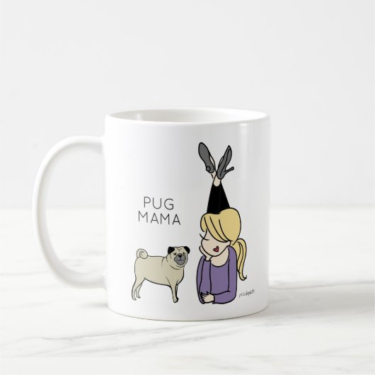 Aangepaste Mok voor Pug Mama Coffee (Links)