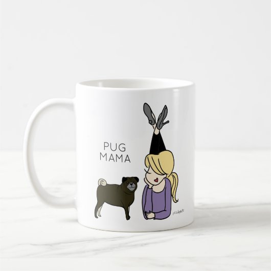 Aangepaste Mok voor Pug Mama Coffee (Links)