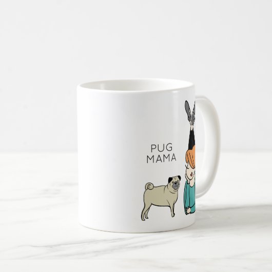 Aangepaste Mok voor Pug Mama Coffee (Voorkant rechts)